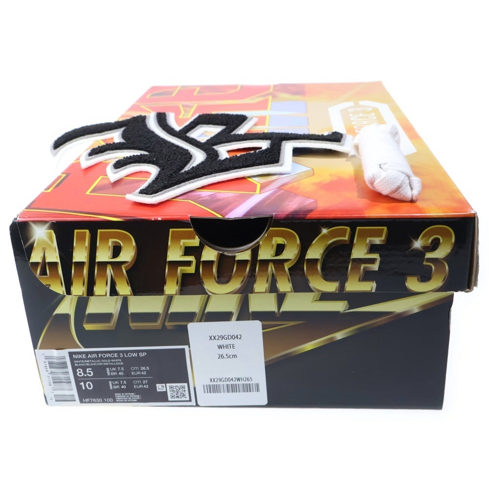 NIKE(ナイキ) × NIGO Air Force 3 Low SP NIGO Heel Logo ニゴー エアフォース ヒールロゴ ローカットスニーカー ホワイト/ゴールド US8.5/26.5cm HF7630-100