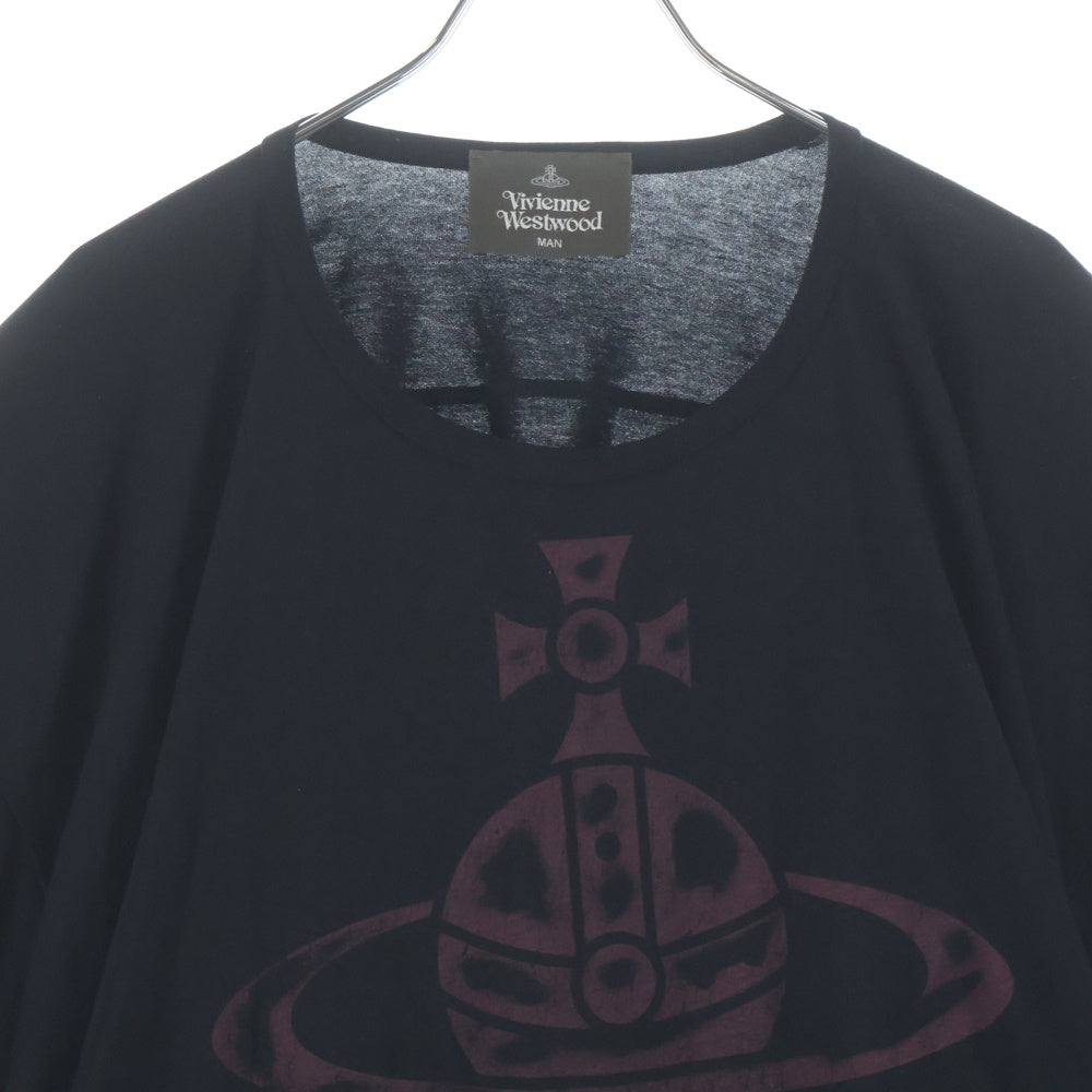 Vivienne Westwood MAN(ヴィヴィアンウエストウッドマン) ロゴプリント オーバーサイズ 半袖Tシャツ ブラック VW-LP-89768