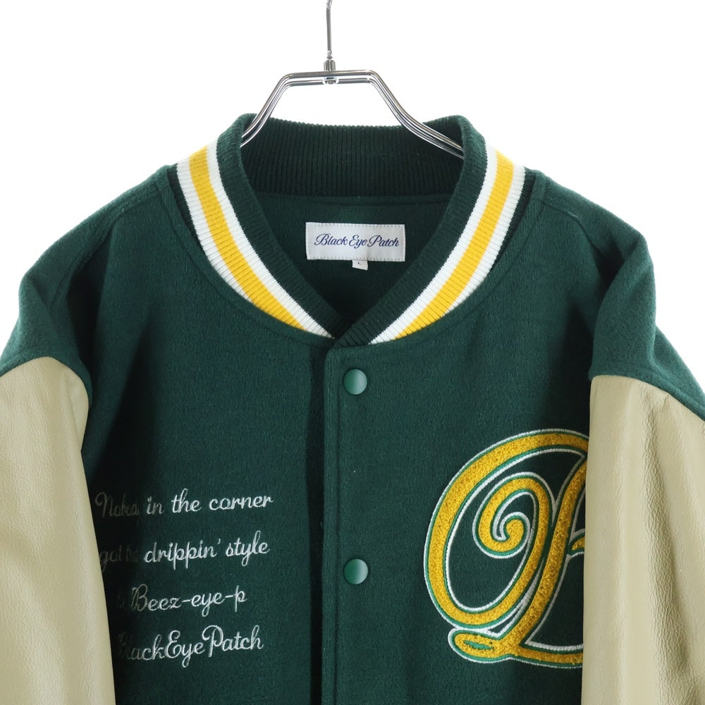 THE BLACK EYE PATCH(ブラックアイパッチ) 22SS VARSITY JACKET ロゴ刺繍 バーシティージャケット グリーン