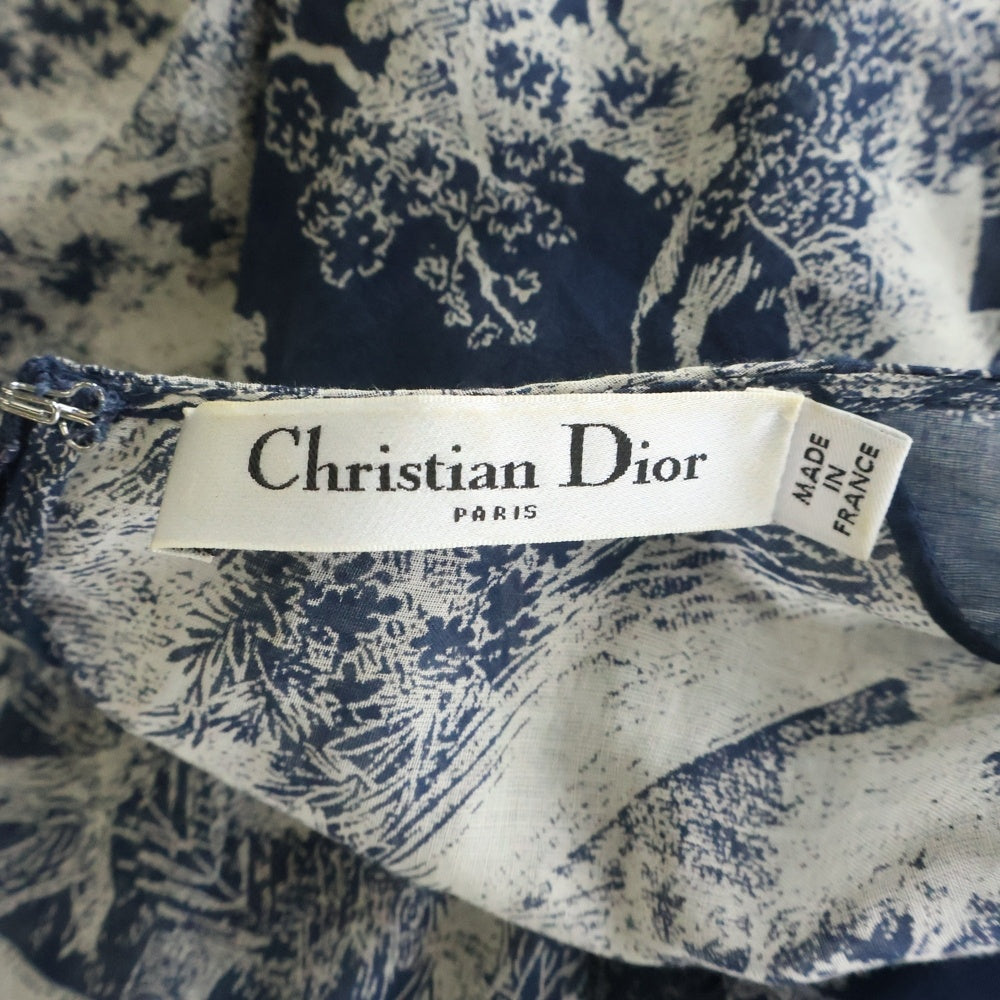 Christian Dior(クリスチャンディオール) 22SS トワルドゥジュイ インナー付き 総柄 ドレス ワンピース ネイビー 221R84A3846 レディース