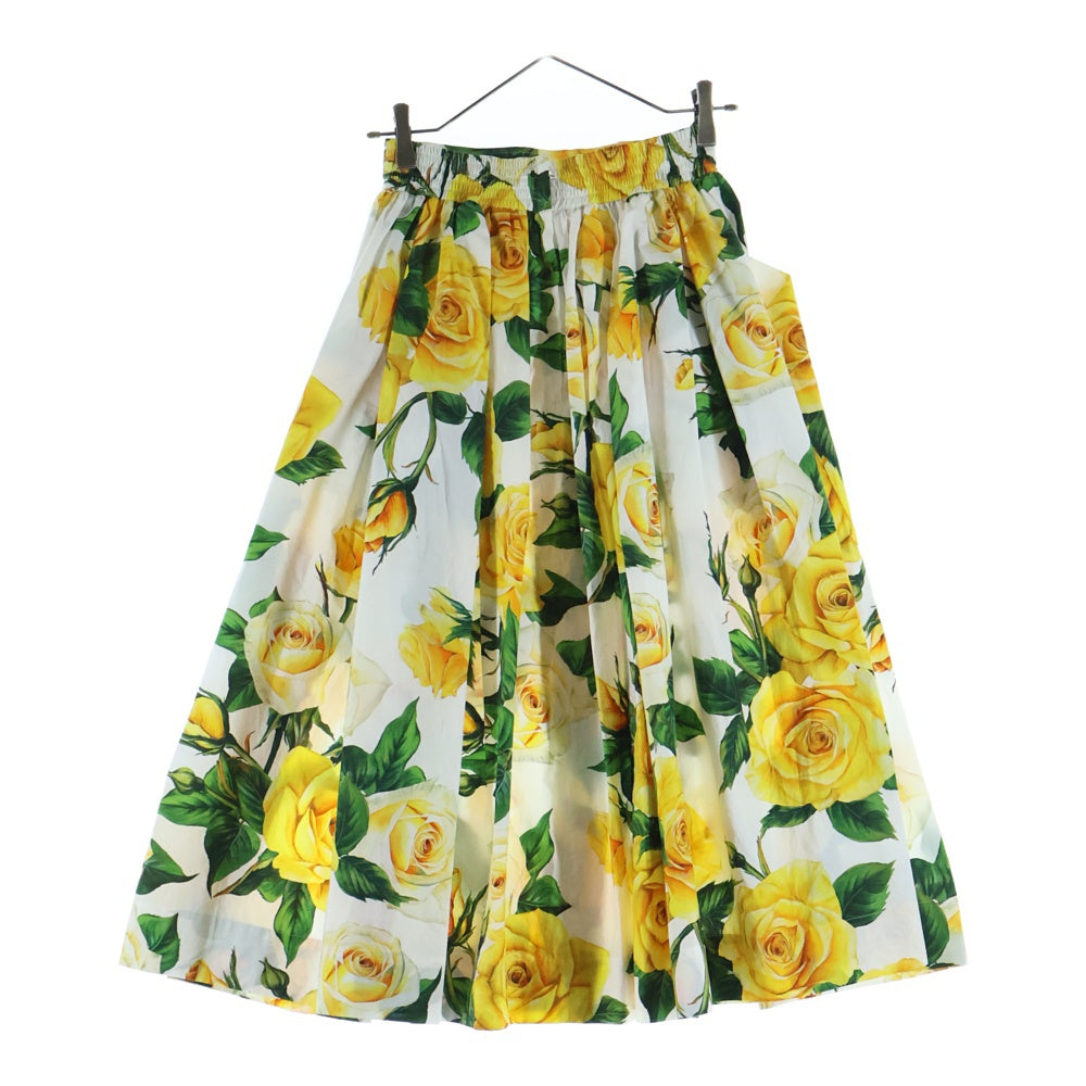 DOLCE & GABBANA(ドルチェアンドガッバーナ) 24SS イエローローズ 総柄 ミディアム フローラルスカート イエロー レディース F4CFET/HS5NO