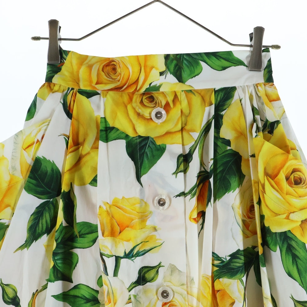 DOLCE & GABBANA(ドルチェアンドガッバーナ) 24SS イエローローズ 総柄 ミディアム フローラルスカート イエロー レディース F4CFET/HS5NO