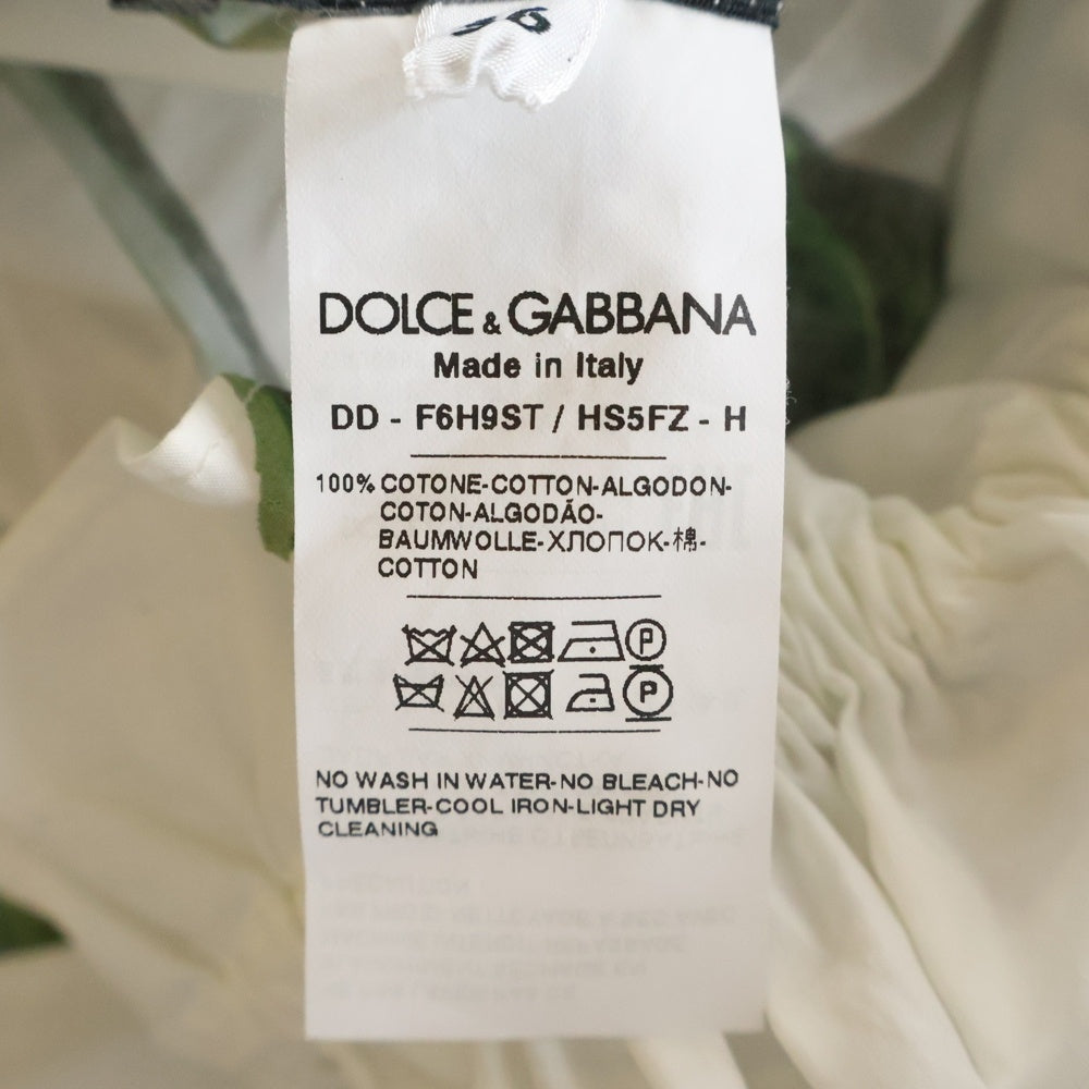 DOLCE & GABBANA(ドルチェアンドガッバーナ) Tropical Rose Print Poplin Dress トロピカル ローズプリント 総柄 ポプリンドレスワンピース ホワイト レディース F6H9ST/HS5FZ