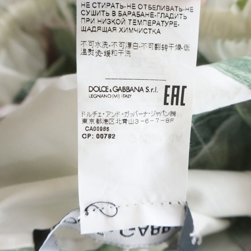 DOLCE & GABBANA(ドルチェアンドガッバーナ) Tropical Rose Print Poplin Dress トロピカル ローズプリント 総柄 ポプリンドレスワンピース ホワイト レディース F6H9ST/HS5FZ