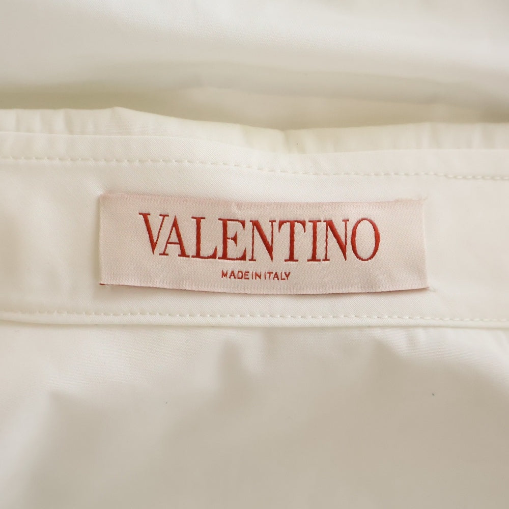 VALENTINO(ヴァレンティノ) 24SS フラワーアップリケ シルク ポプリン ブロード半袖シャツ ホワイト レディース 4B3AA0805DN