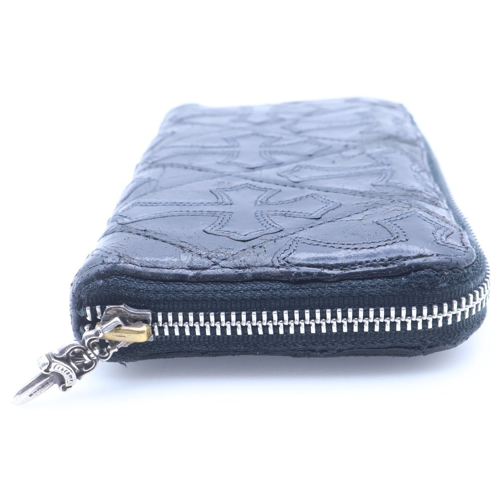 CHROME HEARTS(クロムハーツ) REC F ZIP QUILTED WALLET セメタリークロス キルティング レザーウォレット 財布 ブラック