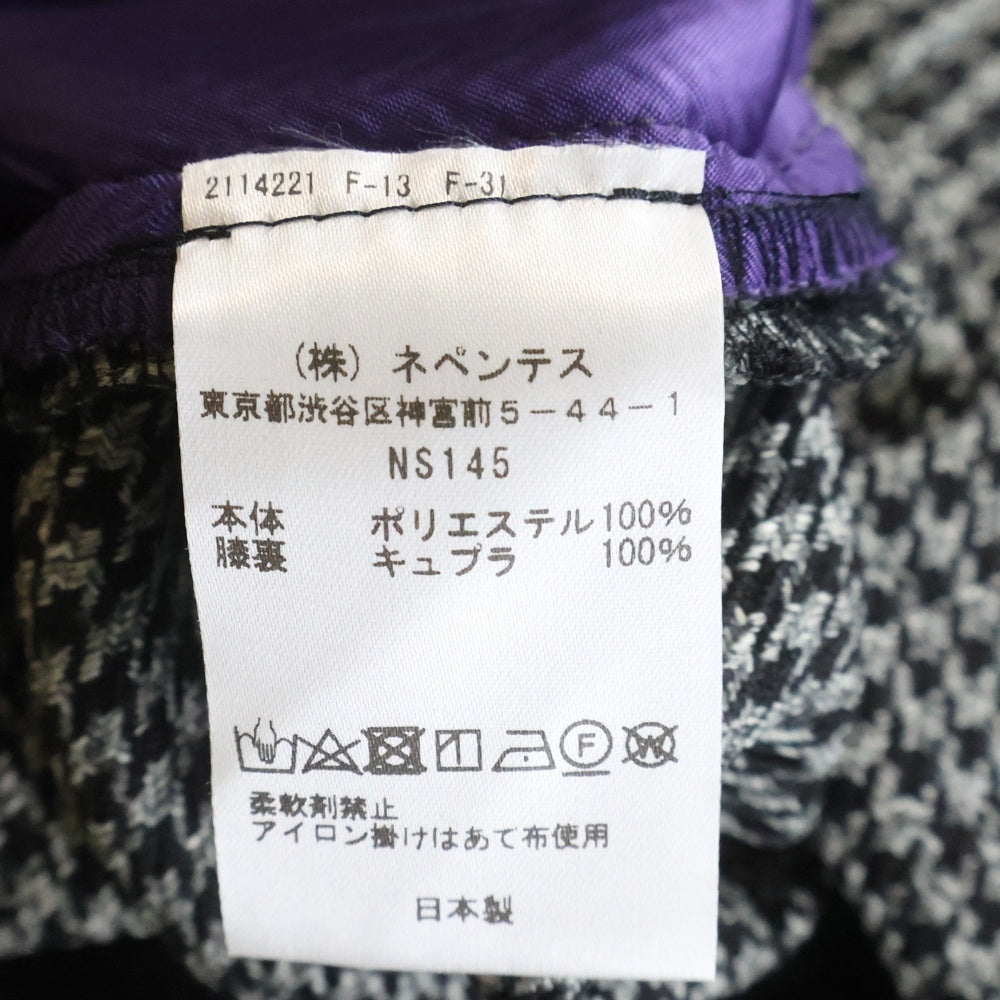 Needles(ニードルス) TUCKED S/T TROUSER POLY HOUNDSTOOTH 千鳥柄 タック トラウザーズ ハウンドトゥース パンツ グレー NS145
