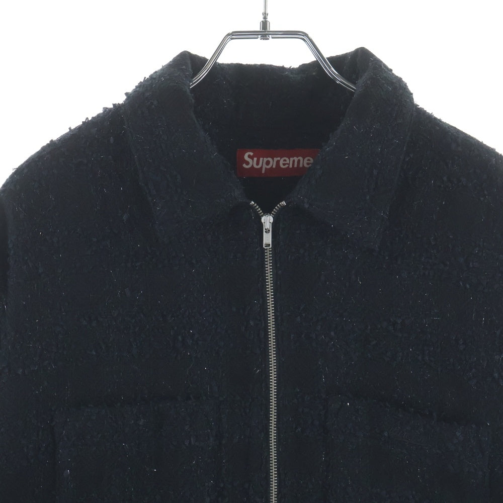 SUPREME(シュプリーム) 24AW Boucle Zip Up Shirt ブークレ ジップアップシャツ ブラック