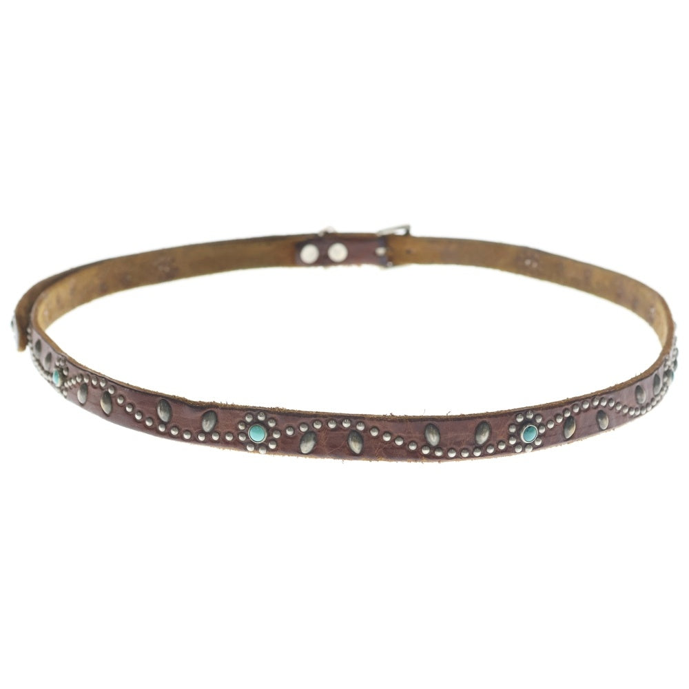 HTC(エイチティーシー) スタンダード カリフォルニア フラワースタッズ ナロー ベルト ブラウン レディース