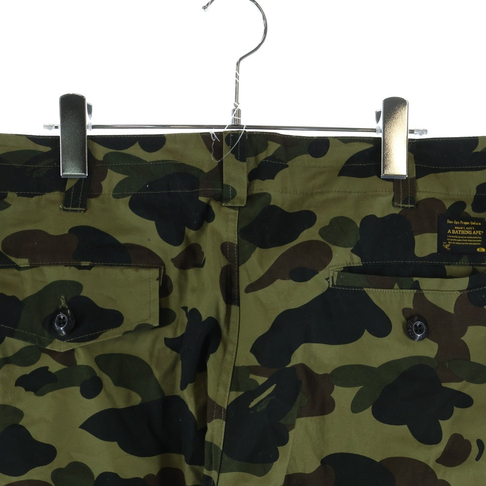 A BATHING APE(アベイシングエイプ) 1ST CAMO REGULAR FIT 6 POCKET PANTS エイプカモ 迷彩 総柄 レギュラー カーゴパンツ カーキ 001PTH801017M