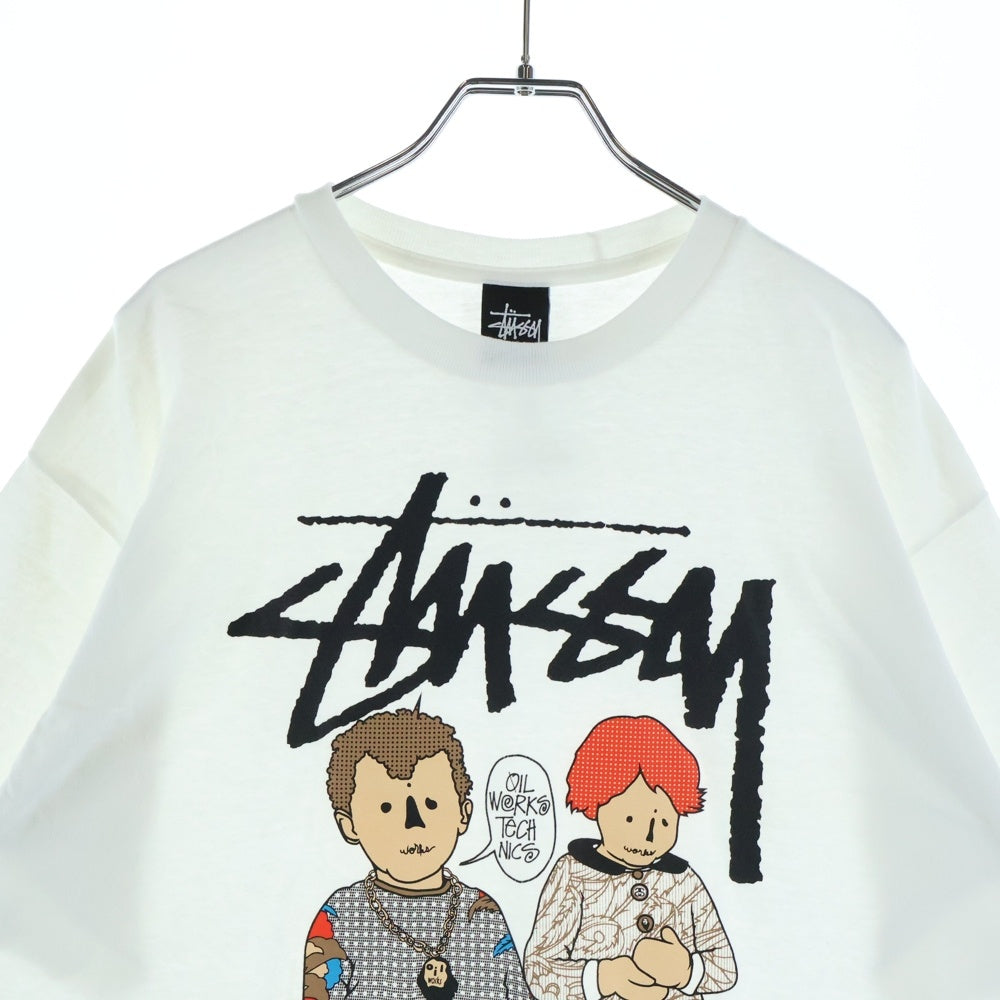 STUSSY(ステューシー) ×OILWORKS TECHNICS TEE オイルワークス テクニックス 両面プリント 半袖Tシャツ カットソー ホワイト