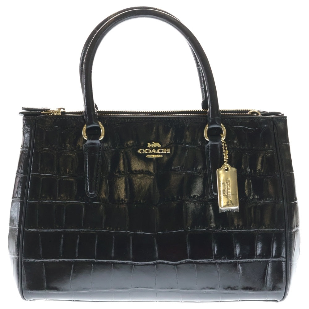 COACH(コーチ) クロコ型押し 2WAY ハンドバッグ ショルダーバッグ ブラック ゴールド金具 H1947-F44960 レディース