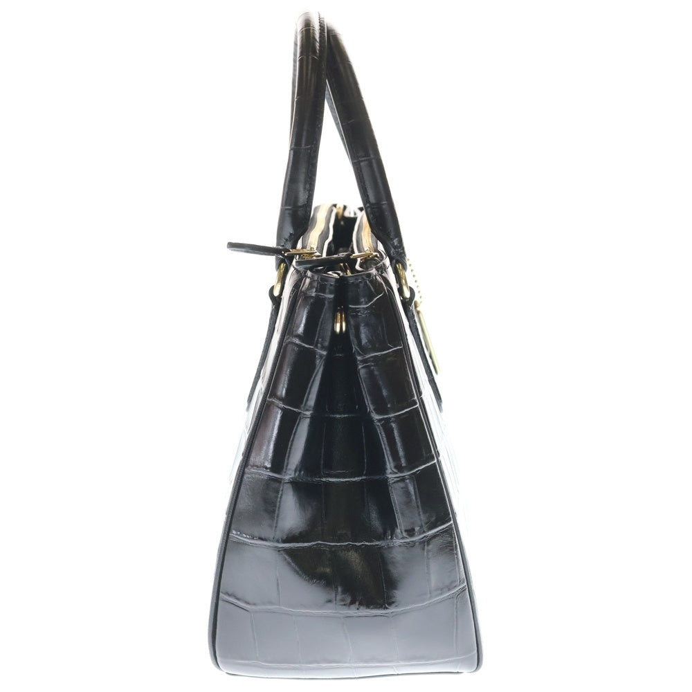 COACH(コーチ) クロコ型押し 2WAY ハンドバッグ ショルダーバッグ ブラック ゴールド金具 H1947-F44960 レディース