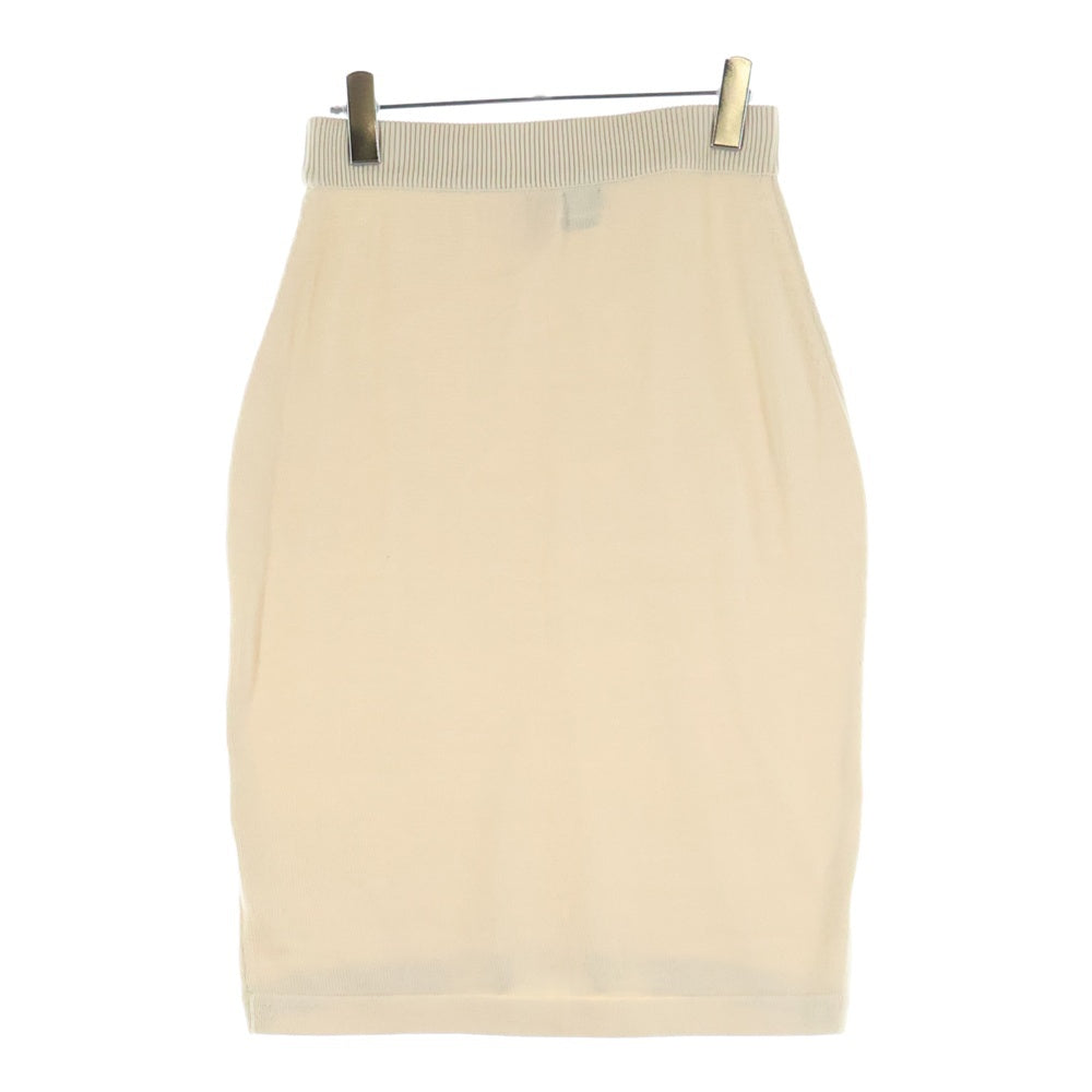 CHANEL(シャネル) ココマーク ツートーン バイカラー コットンニット クルーネック 半袖Tシャツ ミディアム スカート ベージュ/グリーン セットアップ レディース