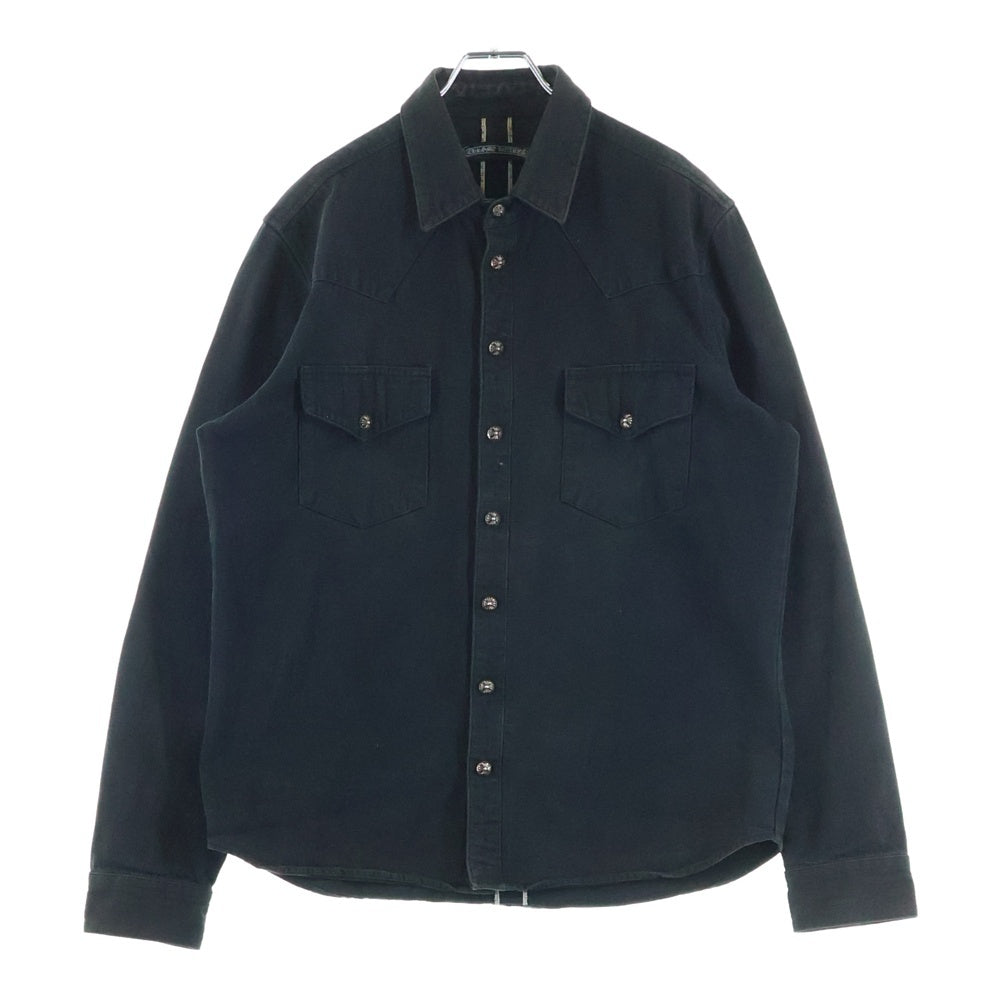 CHROME HEARTS(クロムハーツ) 袖クロスパッチクロスボールボタンデニム長袖シャツ DENIM WESTERN/デニムウエスタン