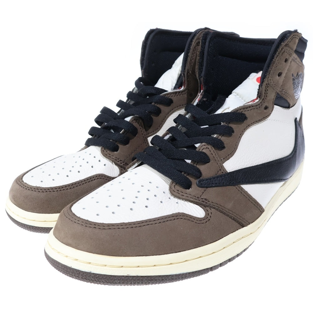 NIKE(ナイキ) ×TRAVIS SCOTT AIR JORDAN 1 RETRO HIGH OG TS SP トラヴィススコット エアジョーダン1 ハイカットスニーカー ブラウン/ホワイト US11/28cm CD4487-100
