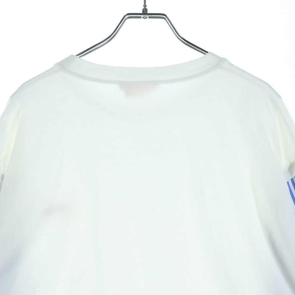 MARNI(マルニ) ダメージ加工 袖ストライプ 切り替え ロゴパッチ クルーネック長袖Tシャツ カットソー ホワイト HUMU0252QX