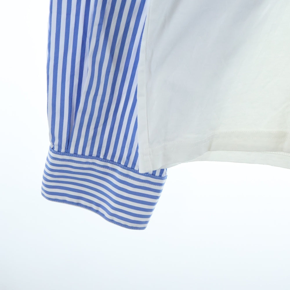 MARNI(マルニ) ダメージ加工 袖ストライプ 切り替え ロゴパッチ クルーネック長袖Tシャツ カットソー ホワイト HUMU0252QX