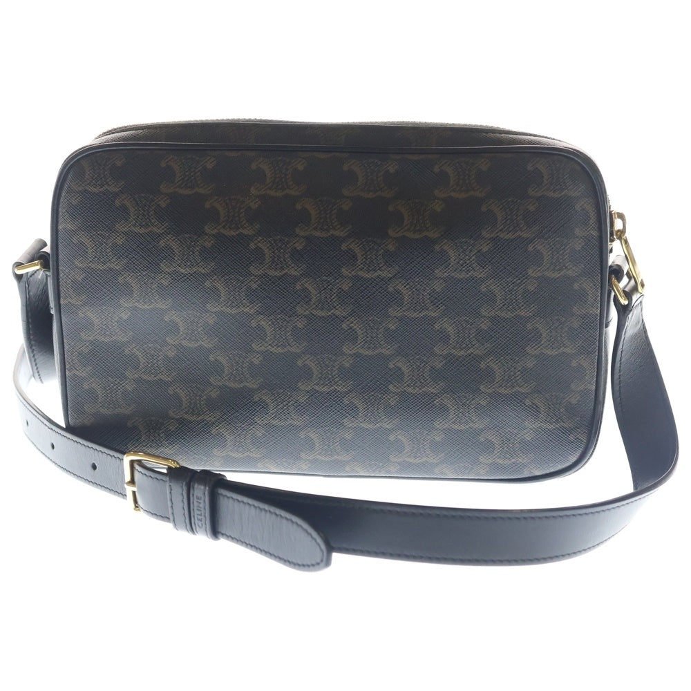 CELINE(セリーヌ) ロゴプリント ミディアムメッセンジャーバッグ トリオンフキャンバス ブラウン レディース