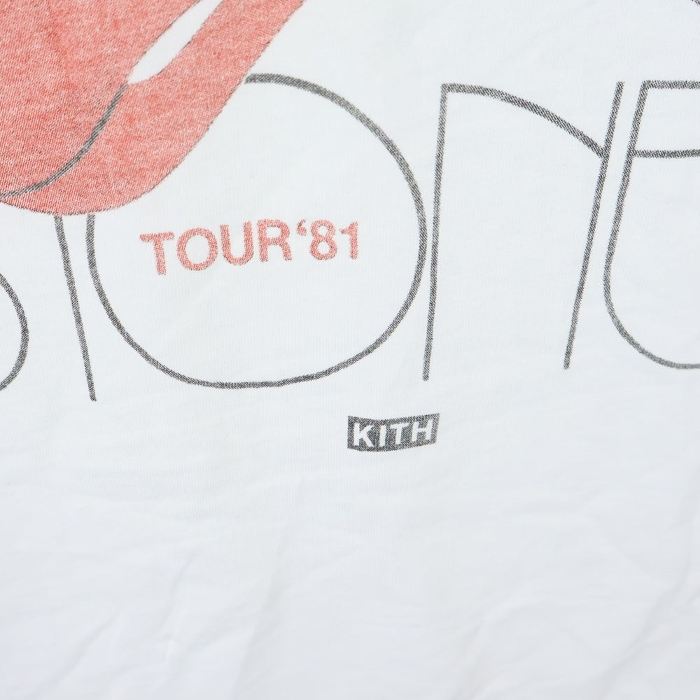 KITH(キス) 25SS × ROLLING STONES Tour 1981 Tee ローリングストーンズ ツアープリント クルーネック 半袖Tシャツ カットソー ホワイト 25-073-060-0007-2-0