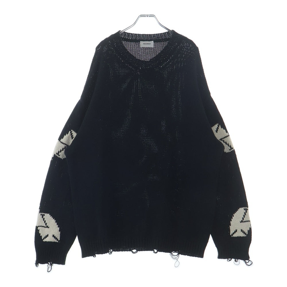 ASKYURSELF(アスクユアセルフ) Chunky Banned Knit アームデザイン チャンキー バーンド ニット ブラック