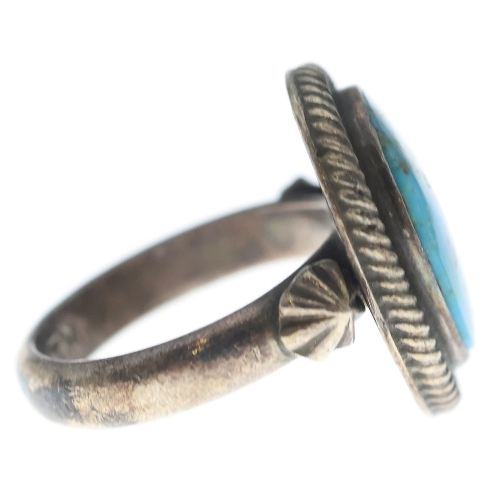 INDIAN JEWELRY(インディアンジュエリー) ナバホ族 スタンプ ワークターコイズリング シルバー