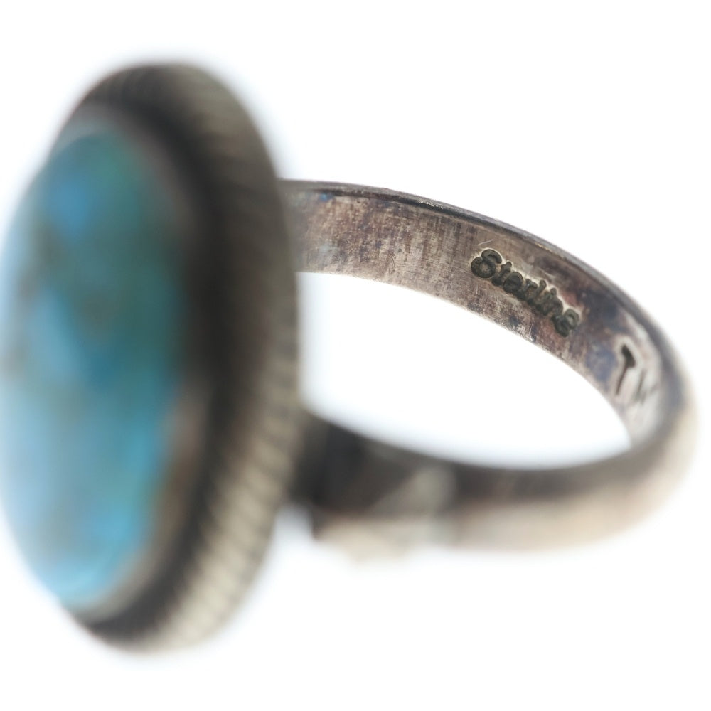 INDIAN JEWELRY(インディアンジュエリー) ナバホ族 スタンプ ワークターコイズリング シルバー