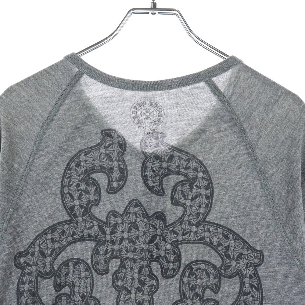 CHROME HEARTS(クロムハーツ) ヴァインダガープリント ラグラン 7分袖 ヘンリーネックTシャツ グレー