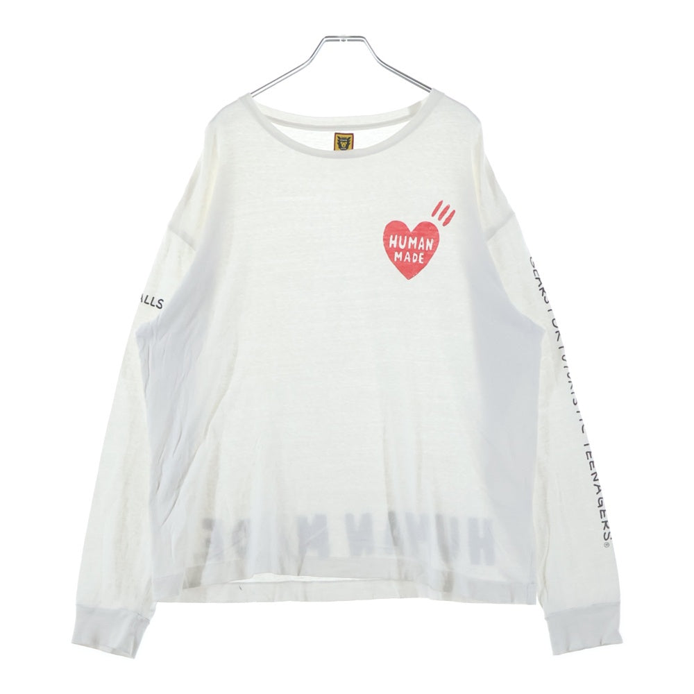 HUMAN MADE(ヒューマンメイド) アーム 両面ロゴプリント 長袖Tシャツ カットソー ホワイト