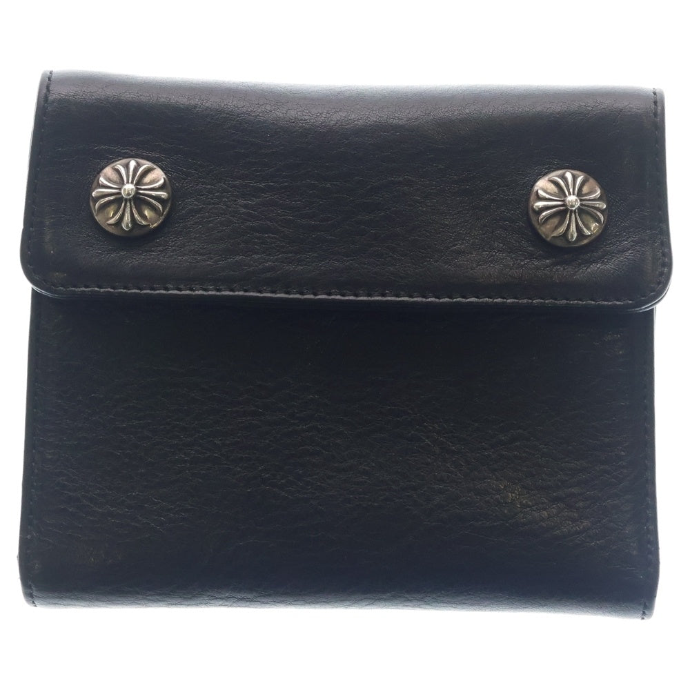 CHROME HEARTS(クロムハーツ) BIG SPOON ビッグスプーン クロスボタン レザー財布 ウォレット ブラック