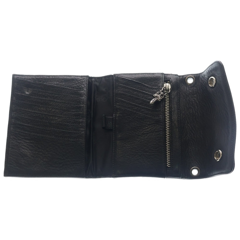CHROME HEARTS(クロムハーツ) BIG SPOON ビッグスプーン クロスボタン レザー財布 ウォレット ブラック