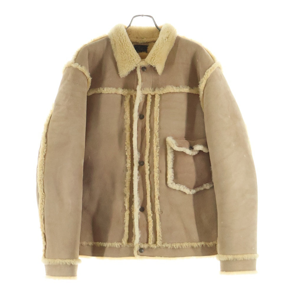 HIGH LARGE LEATHERS(ハイラージレザーズ) Oklahoma City Mouton Jacket オクラホマシティ 1st Type シープスキンレザー ムートン ボアジャケット ベージュ HL005001