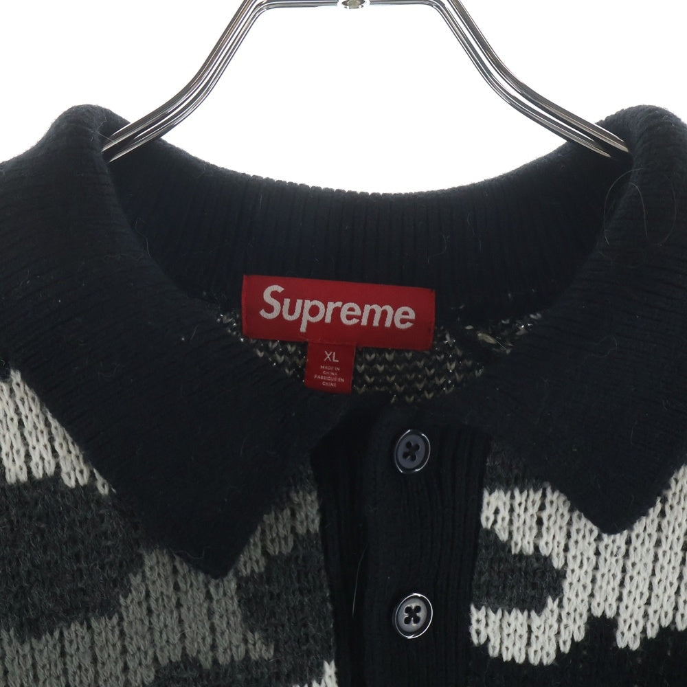 SUPREME(シュプリーム) 25AW Small Box Polo Sweater スモールボックスロゴ カモ柄 ポロスウェット ニット セーター グレー