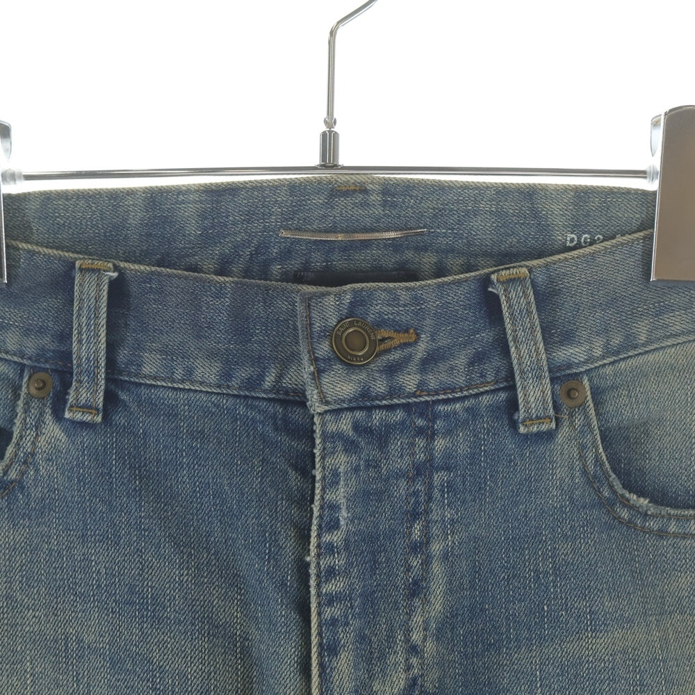SAINT LAURENT PARIS(サンローランパリ) 16SS D02 M/SK・LW エディ期 デストロイクラッシュ加工 ストレートデニムパンツ インディゴ 391659 Y828K