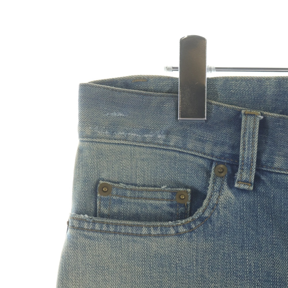 SAINT LAURENT PARIS(サンローランパリ) 16SS D02 M/SK・LW エディ期 デストロイクラッシュ加工 ストレートデニムパンツ インディゴ 391659 Y828K