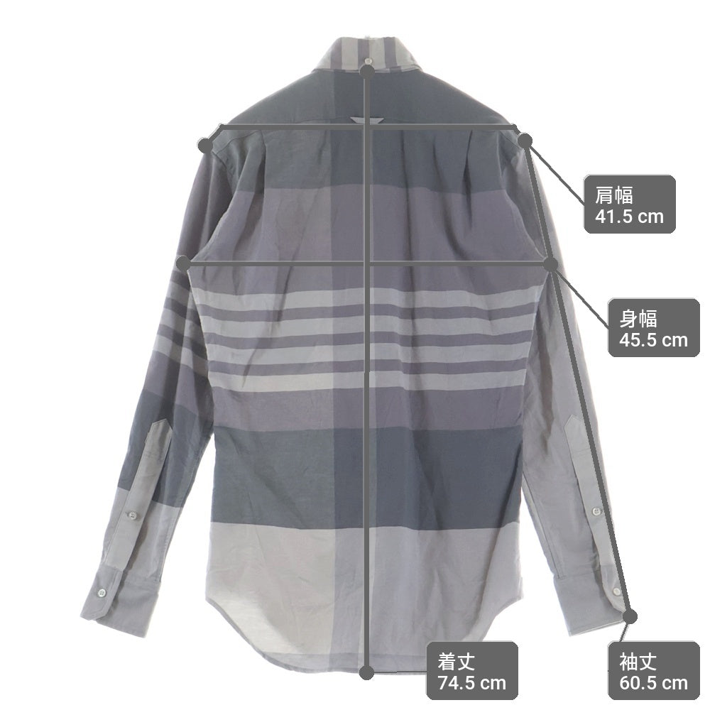 THOM BROWNE(トムブラウン) 16AW OVERSIZED PLAID OXFORD SHIRT オーバーサイズ プレイド オックスフォード長袖シャツ グレー/パープル MWL001A-00903