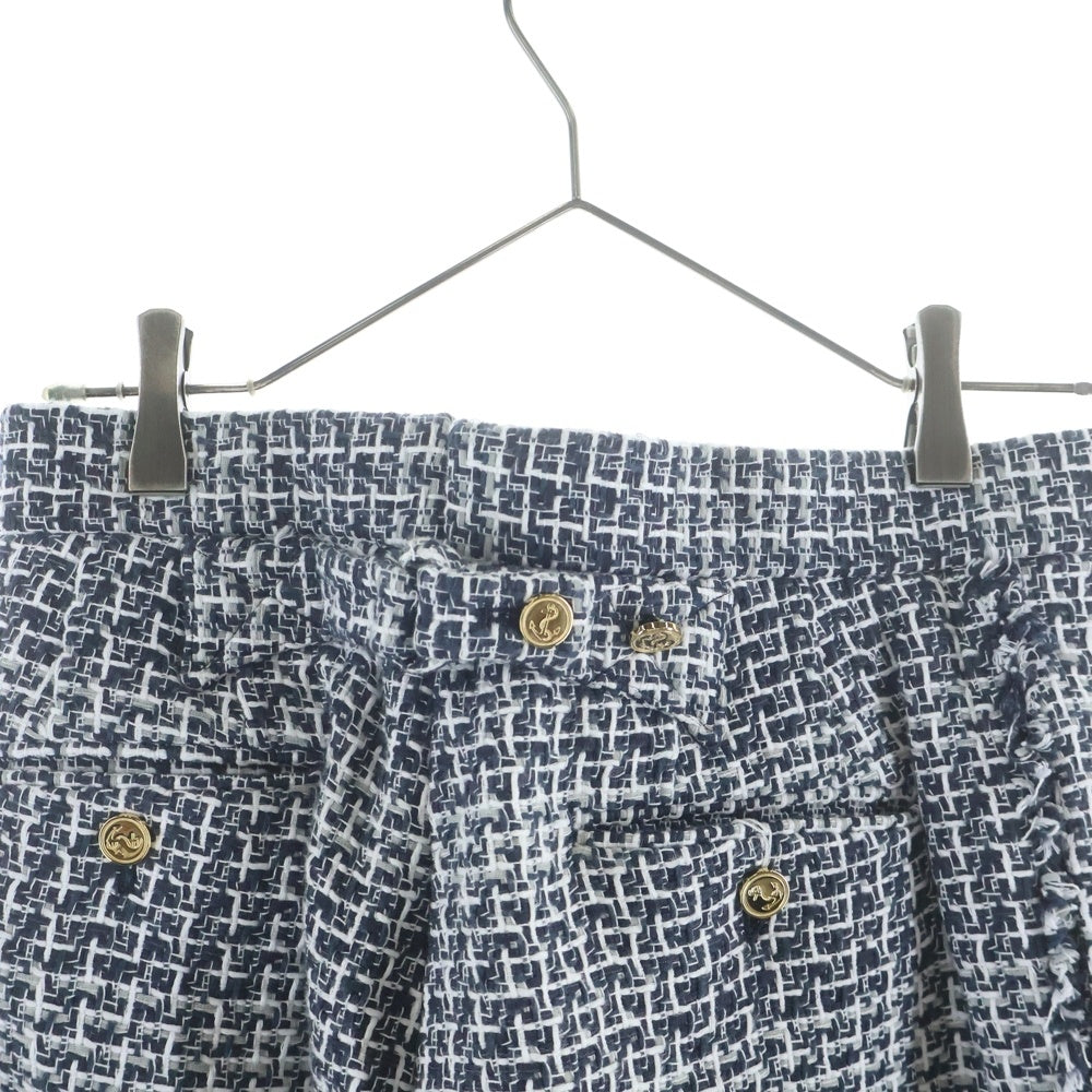 THOM BROWNE(トムブラウン) TWEED CLASSIC TOROUSER ツイード 裏地トリコロール クラシック トラウザーパンツ ホワイト/ネイビー MTC001T-03489415