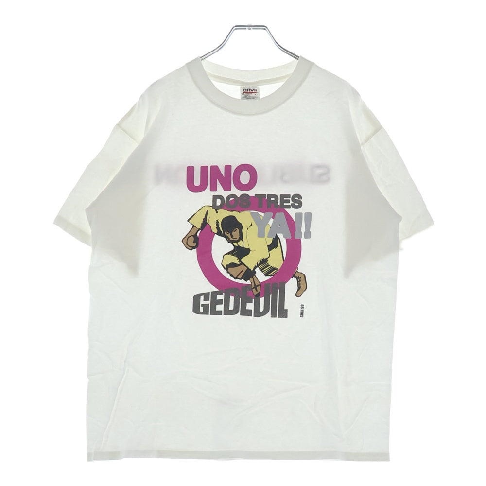GOODENOUGH(グッドイナフ) 90s 1999 × 宇野薫 × FINESEE GEDEVIL TEE フィネス 柔術 グラフィックプリント クルーネック 半袖Tシャツ カットソー ホワイト
