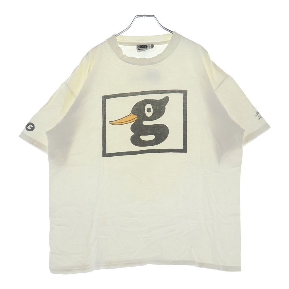GOODENOUGH(グッドイナフ) 90s 1998 初期 USA製 アヒル ダックプリント クルーネック 半袖Tシャツ カットソー ホワイト