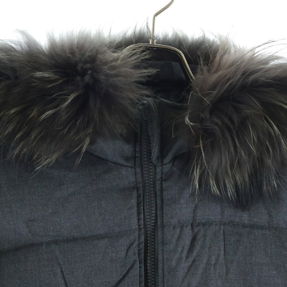 DUVETICA(デュベティカ) 13A ALIA-WOOL ファー付き ジップアップフーディー ロングダウンジャケット グレー レディース