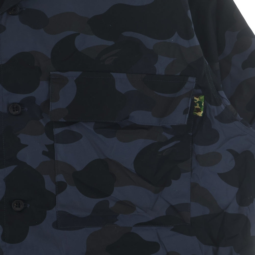 A BATHING APE(アベイシングエイプ) Mr Camo Open Collar Shirt ミスターカモ 総柄 オープンカラー 半袖シャツ ネイビー 007SHH301005X