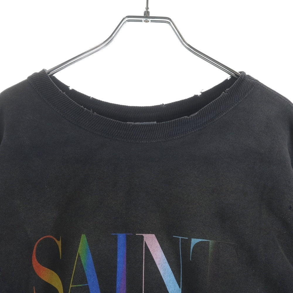 SAINT MICHAEL(セントマイケル) 24AW CREW SWEAT RAINBOW レインボー クルーネックスウェットトレーナー ブラック SM-YS1-0000-030