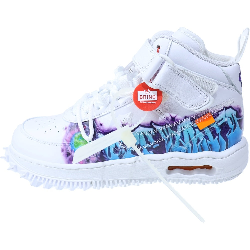 NIKE(ナイキ) ×OFF-WHITE AIR FORCE1 MID SP LTHR オフホワイト エアフォース1 ミッドカットスニーカー ホワイト US8/26cm DR0500-100