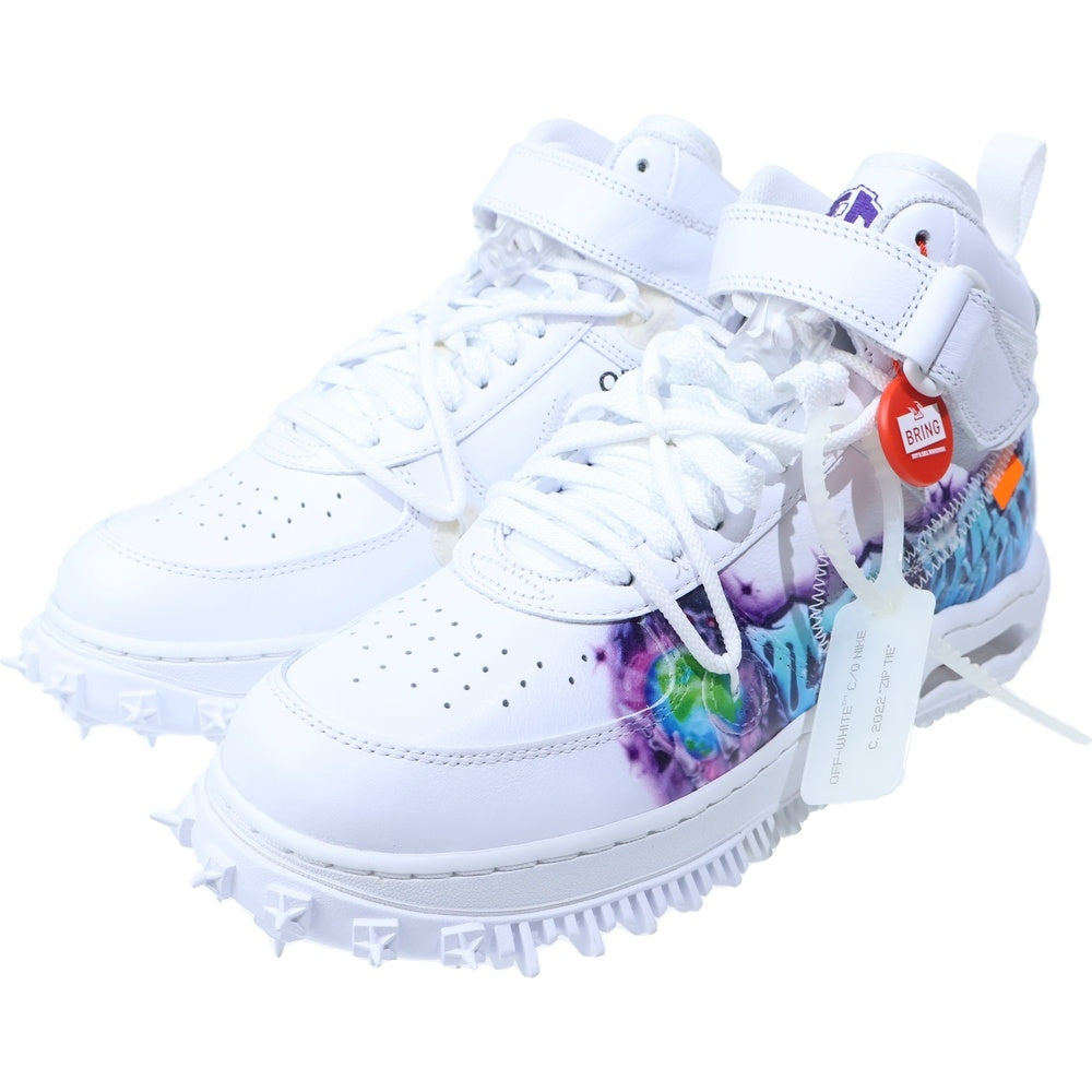 NIKE(ナイキ) ×OFF-WHITE AIR FORCE1 MID SP LTHR オフホワイト エアフォース1 ミッドカットスニーカー ホワイト US8/26cm DR0500-100
