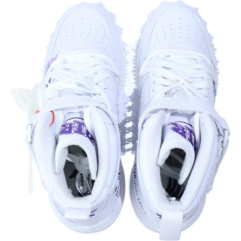 NIKE(ナイキ) ×OFF-WHITE AIR FORCE1 MID SP LTHR オフホワイト エアフォース1 ミッドカットスニーカー ホワイト US8/26cm DR0500-100