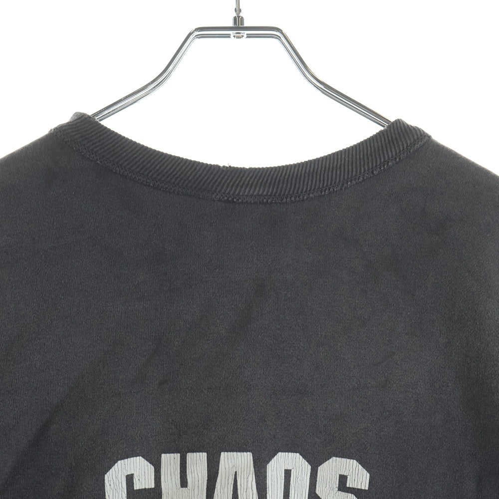 SAINT MICHAEL(セントマイケル) 24AW CREW SWT CHAOS カオス 両面プリント ダメージ加工 クルーネック スウェット トレーナー ブラック SM-YS1-0000-034