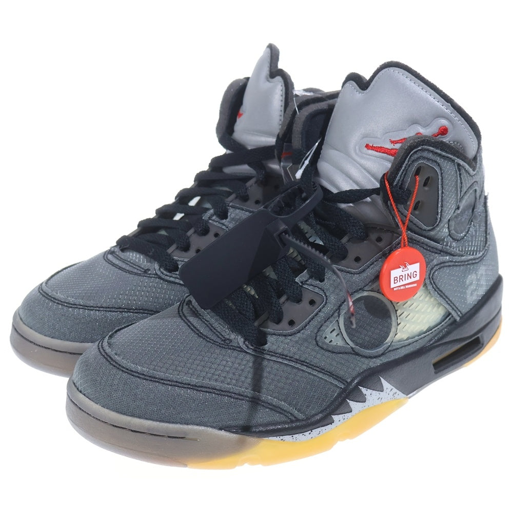 NIKE(ナイキ) ×OFF-WHITE AIR JORDAN 5 RETRO SP オフホワイト エアジョーダン5レトロ ハイカットスニーカー ブラック US8/26cm CT8480-001