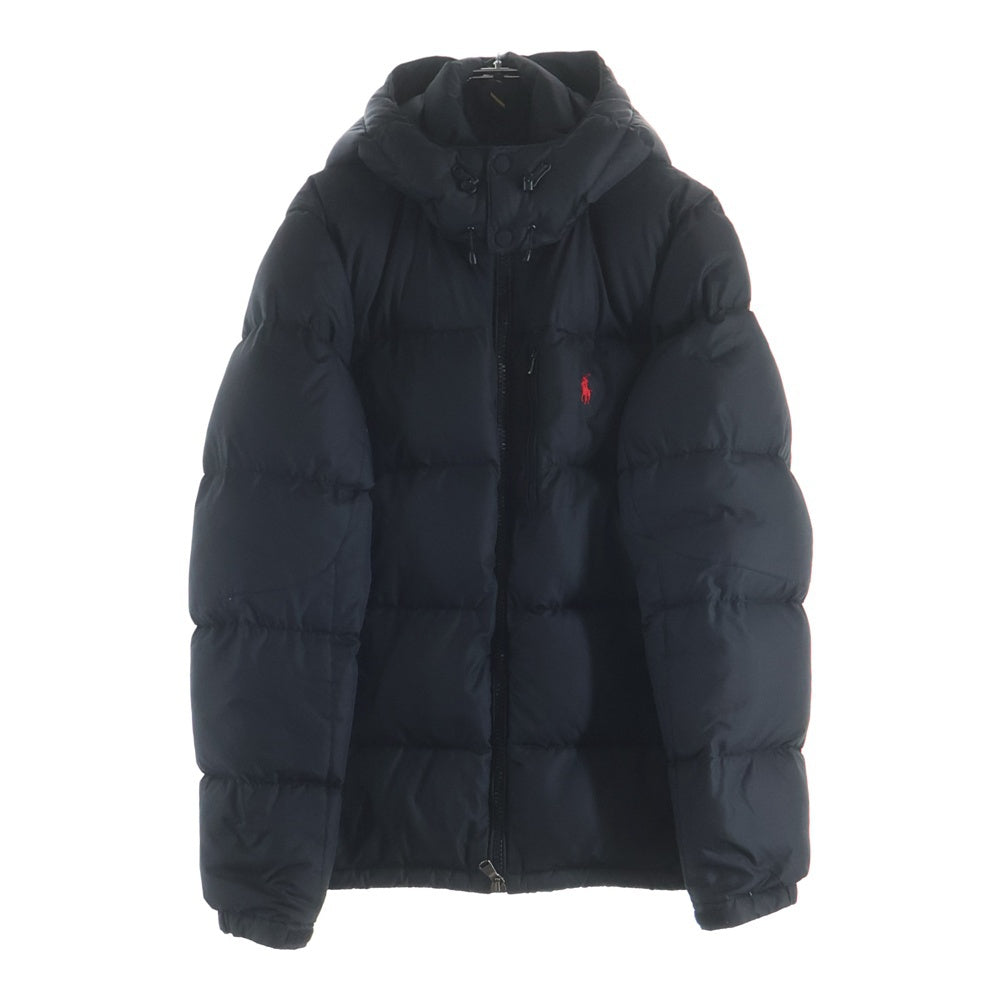 POLO RALPH LAUREN(ポロラルフローレン) スモールポニー エンブロイダリー フード切り替え ダウン パファージャケット フーディ ブラック 0200015460/710810936001