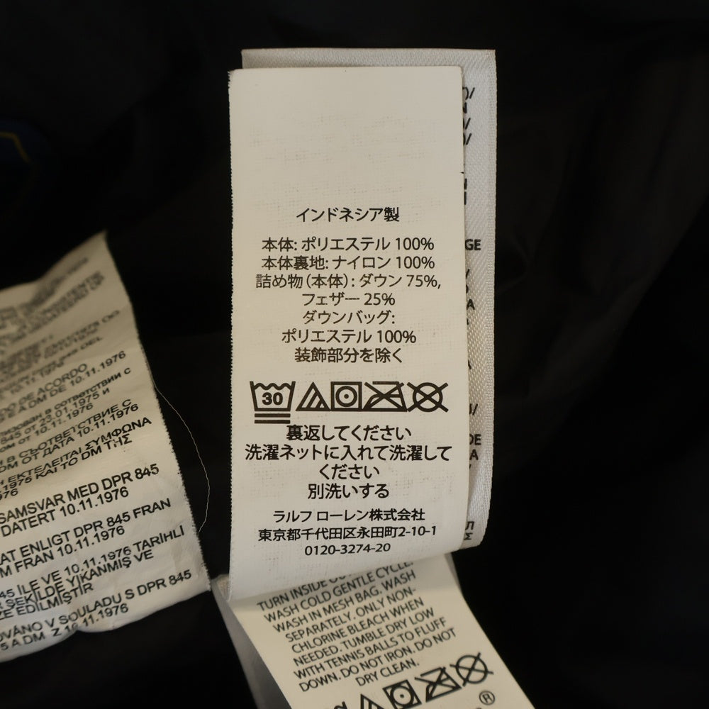POLO RALPH LAUREN(ポロラルフローレン) スモールポニー エンブロイダリー フード切り替え ダウン パファージャケット フーディ ブラック 0200015460/710810936001