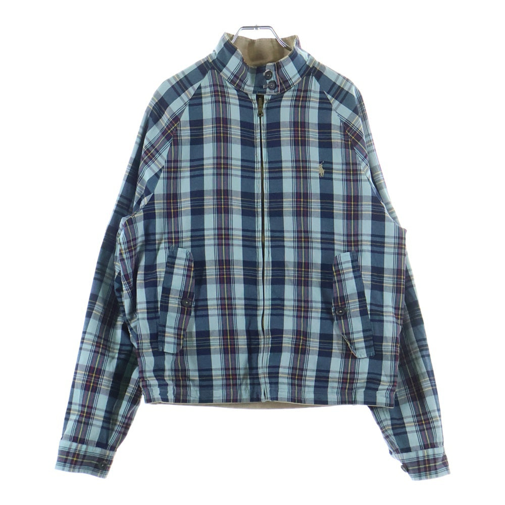 POLO RALPH LAUREN(ポロラルフローレン) 90s reversible Harrington jacket リバーシブル マドラスチェック ハリントンジャケット スウィングトップ ベージュ/ブルー